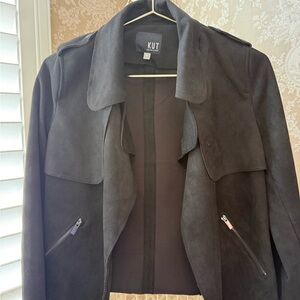 Kut from the Kloth Women's Black Jacket, microsuede moto style